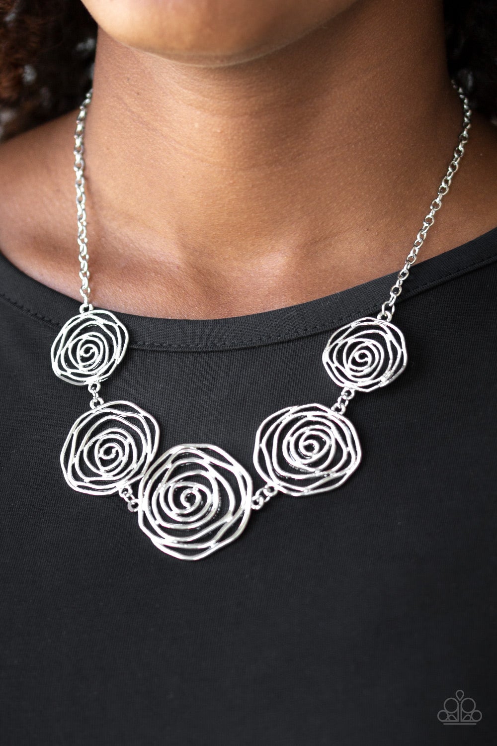 Rosy Rosette - Silver Necklaces