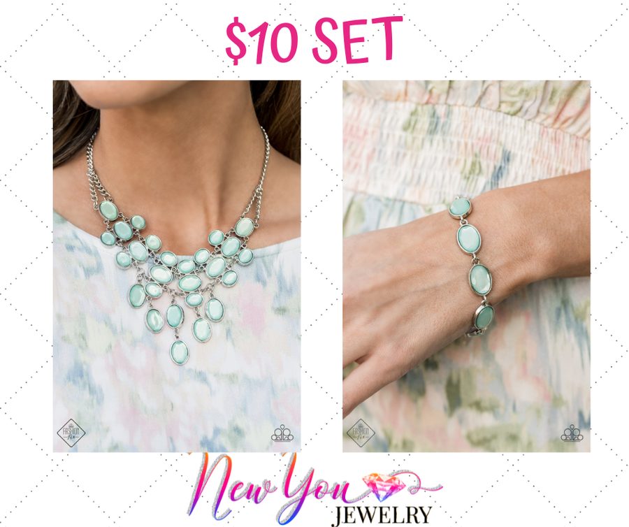 Serene Gleam - Blue  Necklace & Smooth Move Bracelet SET