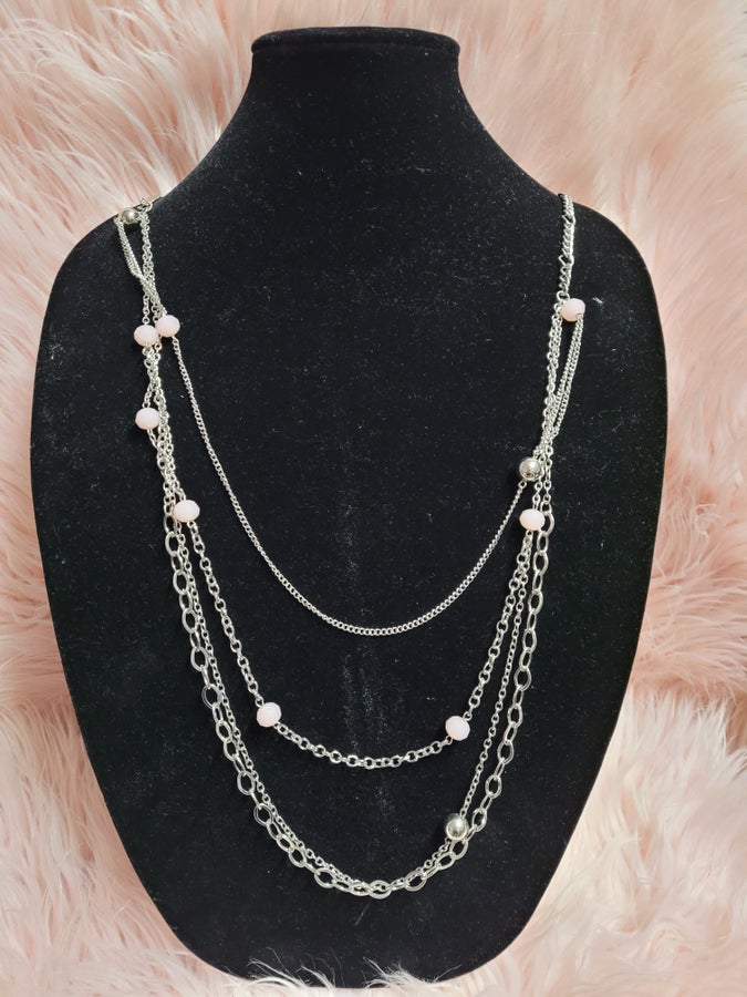 Silver and Pink Necklaces