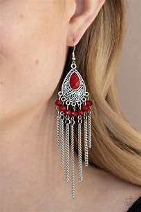 Paparazzi ♥ Floating on HEIR - Red ♥ Earrings